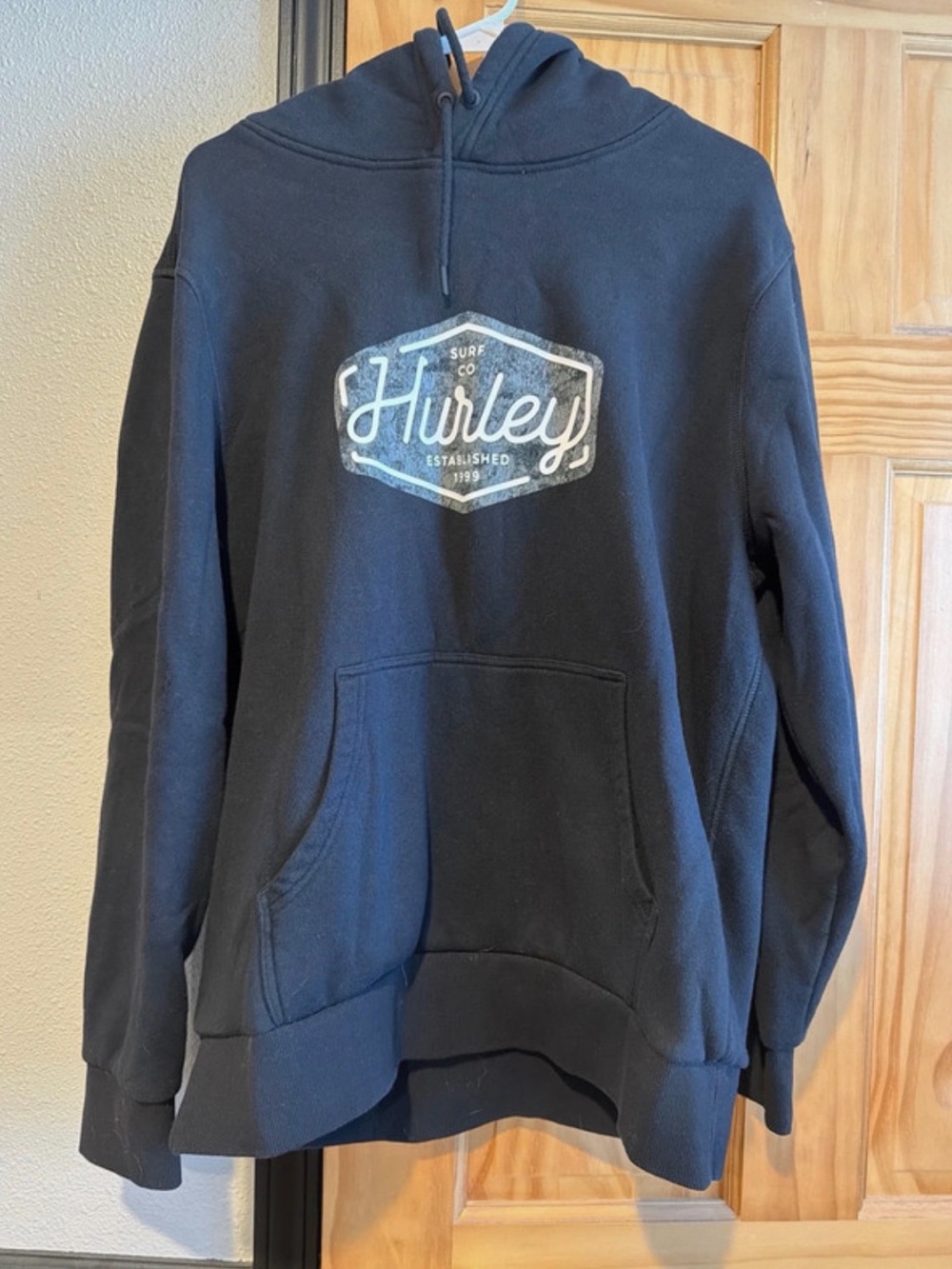 Hurley Black Pullover Hoodie with White Logo